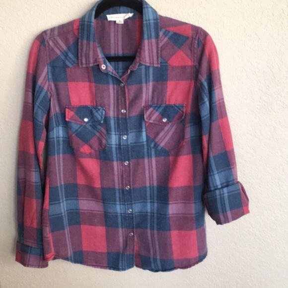 Vici Tops - VICI “washed” plaid button down